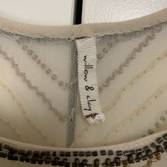 ❤️Willow & Clay Beaded Ivory Blouse Sheer XS - Picture 4 of 6